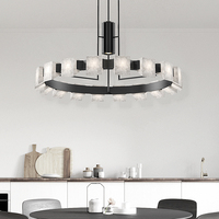 Lustre en albâtre de luxe, éclairage simple et moderne, ambiance salon, salle à manger, lampe ronde, nouveau luminaire LED.