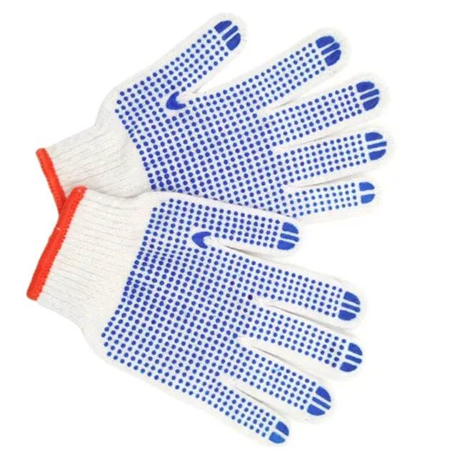 Guantes DE TRABAJO DE PUNTOS ondulados de PVC azul algodón blanco guantes de algodón antideslizantes de mano de seguridad de construcción guantes de algodón de doble punto