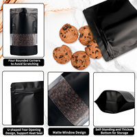 Sachets à fond plat en aluminium noir haute barrière, réutilisables, pour le stockage des grains de café, sacs à café avec valve