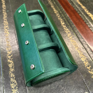 Trường hợp sang trọng duy nhất 3 khe cắm Bánh xe lăn du lịch tùy chỉnh con lăn da đồng hồ hộp cuộn - Product Image 2