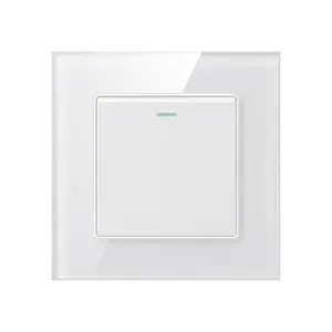 FIKO 86type White Tempered glass panel Wall Switches and socket 1/2/3/4 gang 1/2 way EU/UK/US/Australia Standard 16A20A45A