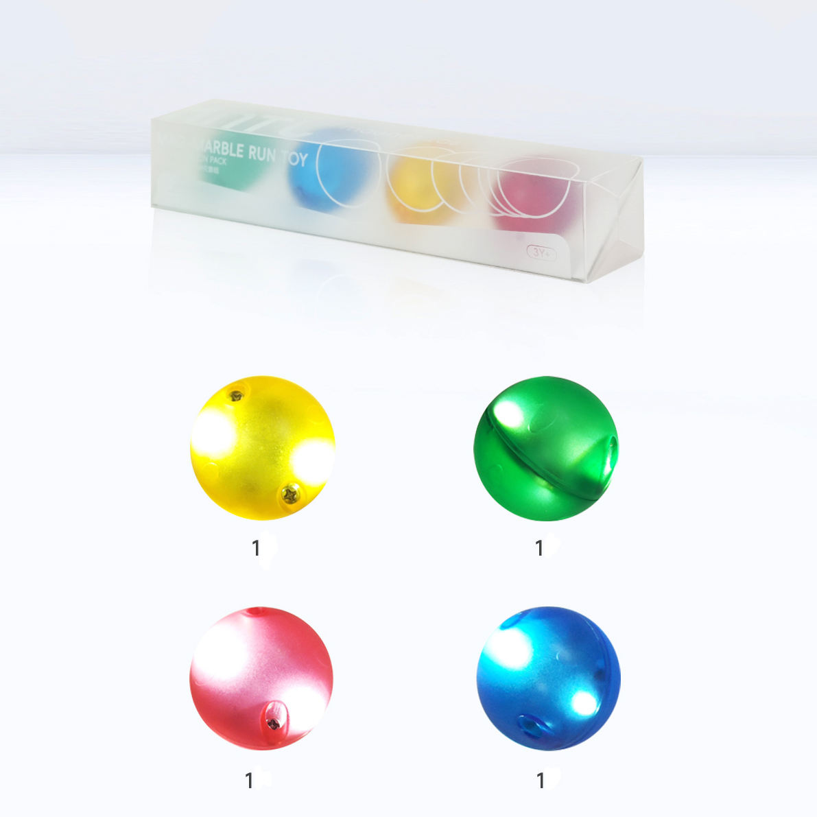 4 PCS Lighted Ball Marble Run Magnet Tiles Toys