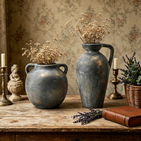 Vases en céramique et porcelaine de style campagnard français, pots en argile noire, pots à fleurs, jardinières, vase de table, décoration d'intérieur, accessoires de décoration
