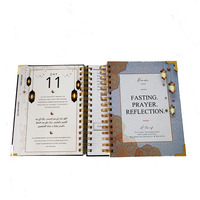 Échantillon Gratuit, Faible MOQ, Planificateur Mensuel Personnalisé, Journal du Ramadan, Carnet Format A5, Reliure Spirale, Protections Dorées, Couverture Rigide