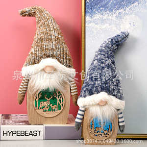 Christmas Wooden Gnome Figurine 6-6.9in Nordic Style Led Lighting Home Desktop <b>Ornament</b> Gift - Product Image 1