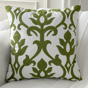 Federa Decorativa in Cotone Ricamato con Motivo a Foglia 18 * 18 Pollici Verde Oliva <span class=keywords><strong>Design</strong></span> Elegante - Product Image 4