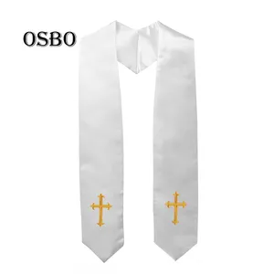 2024 Hot Sell High Quality White Plain Sublimation Graduation Stole Sash Length 60 Inch Or 72 Inch