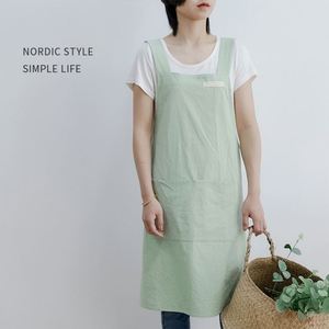 Wholesale Custom Color Cotton Sleeveless Cross Back <b>Apron</b> for Adults Women Modern Minimalism Style Anti-Fouling Water Washable - Product Image 3