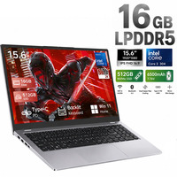 Ordinateur portable professionnel OEM en gros, 15,6 pouces, ultra-fin, Intel Core i3, 16 Go LPDDR5, 512 Go SSD, Windows 11, Office