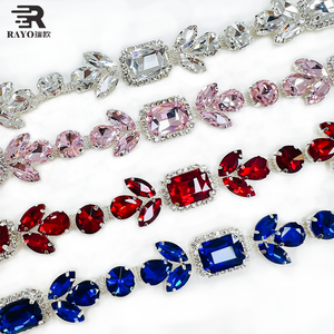 โซ่ตกแต่งแบบแบน 3 มิติ หลายสไตล์ ประดับด้วยคริสตัลหลากสี สำหรับเย็บตกแต่งเสื้อผ้า รองเท้า เข็มขัด กระเป๋า สำหรับการแสดงเต้นรำ - Product Image 4