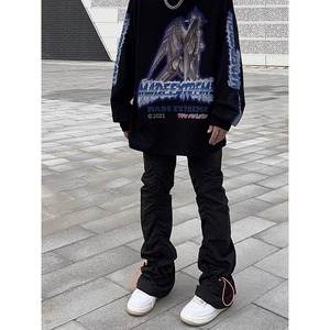 Pantalon plissé style urbain, pantalon cargo micro-évasé, pantalon décontracté ample pour homme avec <span class=keywords><strong>cordon</strong></span> de serrage, design américain tendance pour l'été - Product Image 4