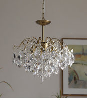 Lustre LED vintage en fer et cristal ambré, style français et américain, lampe romantique en cristal pour chambre à coucher, salle à manger, salon, décoration intérieure