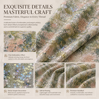 Tissu en polyester guipure imprimé numérique avec fleurs et sequins, broderie scintillante, maille extensible pour robes, vente en gros, personnalisation OEM