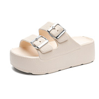 Sandales compensées montantes pour femme, en EVA, imperméables, amortissantes, antidérapantes, hauteur 7 cm, double semelle, pour automne, été, printemps