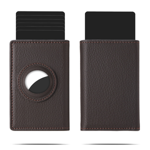 Casekey Minimalist Litchi Pattern Genuine Leather Credit Pop up Cardholder RFID Security Tri Fold Retro Automatic <b>Smart</b> <b>Wallet</b> - Product Image 2