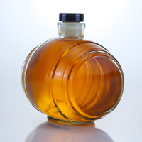 Bouteille en verre de 700 ml en forme de baril avec bouchon en liège, bouteille vide pour whisky ou liqueur, en verre extra clair