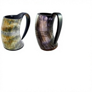 Top-Ranked B.S. International Customized OEM ODM Indian-Made Vintage Viking American Style Ox Horn Beer Mugs Eco-Friendly - Product Image 1