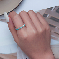 Bague d'ouverture pentacle en argent sterling 925 Turquoise Star Eternity Band Bijoux fins pour femmes Cadeau de plage BSR289
