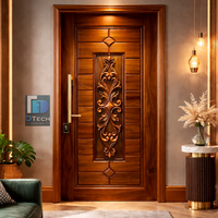 Portes résistantes aux balles en bois massif sculpté sur mesure de style antique traditionnel pour villa, maison classique, intérieur d'appartement