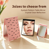 Miroir de Maquillage Pliable sur Pied, Rose Mat HD, 3 Tailles, Motif Cils, Personnalisable avec Logo OEM, Vente en Gros Direct Usine
