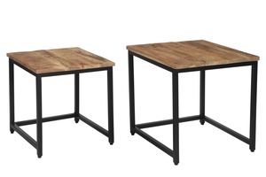 Juego de mesas de centro clásicas de hierro/madera, juego de 2 mesas de centro cuadradas para sala de estar, colección a precio de mayoreo. - Product Image 3