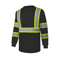 Kemeja Keselamatan Lengan Panjang Visibilitas Tinggi ZUJA dengan Pita Reflektif, Kain Birdseye 100% Polyester, Ukuran S-5XL, Unisex