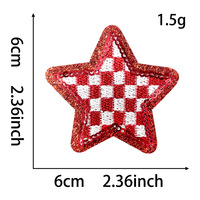 Patch brodé thermocollant à sequins et paillettes rouges à motif à carreaux et étoiles, série sportive DIY pour casque GAME DAY