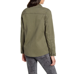 Custom Wholesale Fall Work Wear Female Army Green Pockets Button <strong>Fly</strong> <strong>Jacket</strong> <strong>Women</strong> Twill Cotton Utility Safari <strong>Jacket</strong> - Product Image 3