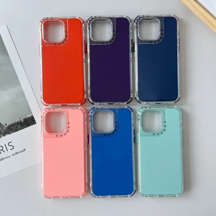 Capa de celular híbrida colorida transparente à prova de choque fashion macaron 360 capa completa para iphone 15 plus 14 13 15 Ultra