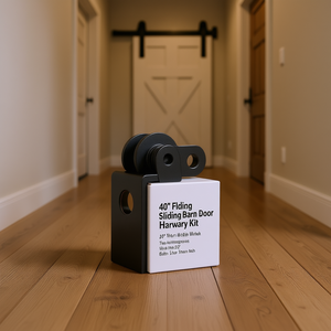 Kit de Herrajes para Puerta Corredera de 40 Pulgadas en Negro, Riel en Forma de J para Uso en Interiores, Hogar y Oficina - Product Image 3