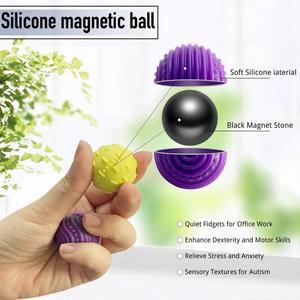 Lot de 6 balles magnétiques en silicone, jouets sensoriels EDC anti-stress, pour soulager l'anxiété, balles magnétiques sensorielles en silicone - Product Image 4