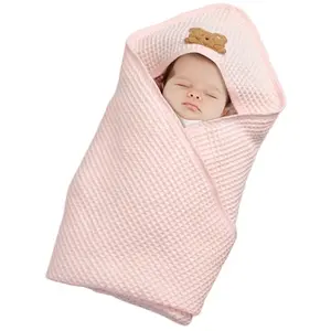 批发价格新生儿婴儿软襁褓毯婴儿套华夫饼棉婴儿包裹0-6个月