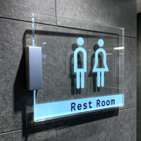 Panneau de signalisation LED en acrylique pour toilettes, signalétique rétroéclairée pour portes de toilettes, indicateur mural pour salles de bain d'hôtels, bureaux et bâtiments commerciaux