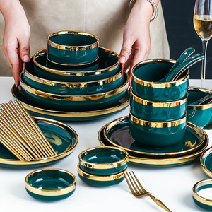 Nordic Style Luxury Fine Ceramic Tableware Dishes & <b>Plates</b> Bowls Gold Rim <b>Porcelain</b> Dinner Set Ceramic Dinnerware Set - Product Image 5
