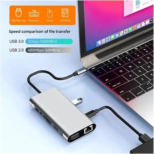 Multifunction 11 in 1 HUB <b>USB</b> <b>C</b> Multiport Adapter Hdtv 4K 30Hz 4 <b>USB</b> 3.0 Hub 3.5MM AUX 11 Port Dock Station for Laptop Splitter - Product Image 2