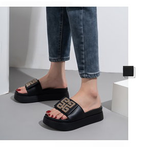 Sandales pour femmes en cuir véritable souple, antidérapantes et respirantes, à bout ouvert, style urbain tendance, dessus en cuir de vachette, printemps-automne - Product Image 2