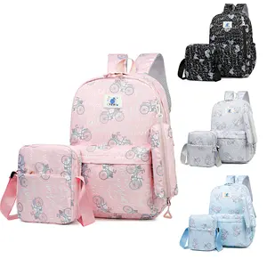 Gelory Factory Direct Sale Large Capacity 3 In 1 Backpack Custom Oxford High School Bag Teenager Schoolbag Set For Girl