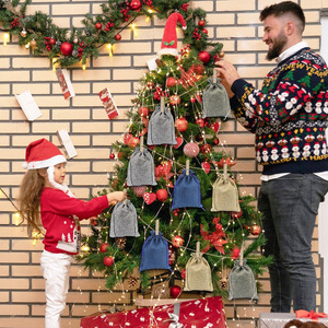 Yiwu กระเป๋าใส่ขนมปังปอกระเจารีไซเคิลได้, กระเป๋าใส่ขนมมีปฏิทินมาคริสมาสต์จำนวน24ใบ - Product Image 2