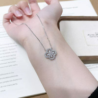 Collier Pendentif Trèfle Porte-Bonheur Ajustable en Argent 925 avec Diamant de Laboratoire, Ensemble de Bijoux Fins, Colliers Délicats pour Femmes