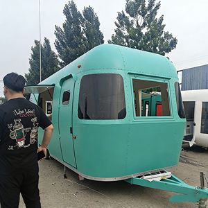 Towed <b>Camping</b> Caravan Hotdog Ice Cream Stainless Steel 4-Wheel Commercial Snack <b>Cart</b> Scenic Area Vending <b>Cart</b> Giant Radio Themed - Product Image 4