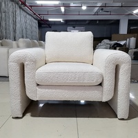 Sillón de Diseño Nórdico para Sala de Estar, Sillón Boucle para Comedor, Sillón Moderno Color Crema Blanco para el Hogar