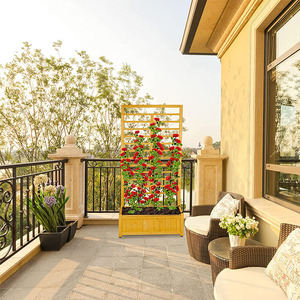 Garden Pots <strong>Planters</strong> Outdoor Home <strong>Large</strong> Wood <strong>Planter</strong> Box Lattice <strong>Trellis</strong> for Climbing Plants Classic Modern Customizable Size - Product Image 5