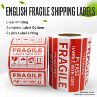 Étiquettes d'expédition fragiles imprimées sur mesure, autocollantes, en rouleau, pour cartons et emballages en verre, vente en gros, OEM, ODM