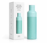 Gourde isotherme en acier inoxydable à double paroi de 750 ml avec logo personnalisé, tasse à café isolée avec paille, couvercle rotatif 100 % étanche 12-24