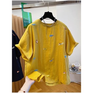 <span class=keywords><strong>T</strong></span>-<span class=keywords><strong>shirt</strong></span> da <span class=keywords><strong>donna</strong></span> casual allentata <span class=keywords><strong>in</strong></span> cotone e <span class=keywords><strong>lino</strong></span> con scollo rotondo, nuova collezione estiva 2026, all'ingrosso per boutique - Product Image 2