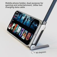 Nouveau câble de charge rapide tressé 240W avec support pliable et connecteur Type-C pour iPhone 17, tablettes et jeux mobiles