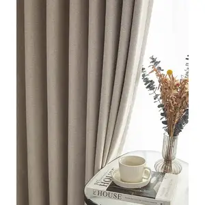 Rideaux de salon en tissu de lin polyester 110 "pouces 280cm de largeur rideaux légers cieling réutilisables