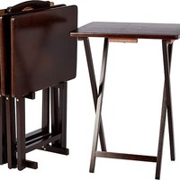 Meubles de salle à manger pliants rustiques en bois, plateau TV et tables à café/latérales/ordinateur portable, plateau en marbre, pieds en métal marron 49x39x65cm