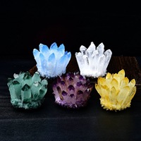 Vente en gros : Cluster de quartz bleu créé en laboratoire, cristal cultivé hydrothermiquement, spécimen de druse pour ornement de bureau, cadeau pour les amateurs de cristaux
