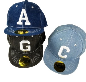 Cappello di jeans in Denim blu rotondo con struttura di alto profilo a 6 pannelli ricamati su misura all'ingrosso - Product Image 1